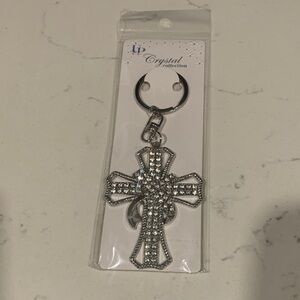 Rhinestone Cross bag charm/key chain